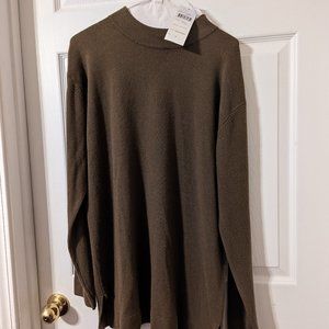 Women's mock turtleneck dark brown sweater, size XL, new